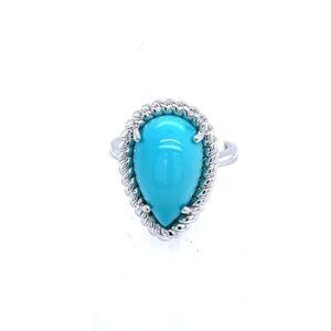 Natural Persian Turquoise Ring 6  14k W Gold 6.21 TCW Certified $4,250 221276